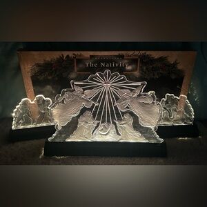 Light Up Nativity Set Christmas Holiday Vintage Crystalline Nativity Collectible